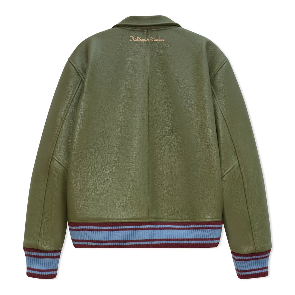 Kidsuper Patchwork Face Leather Varsity Jacket