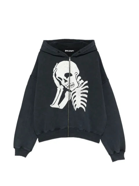 Palm Angels skeleton-print zip-up hoodie