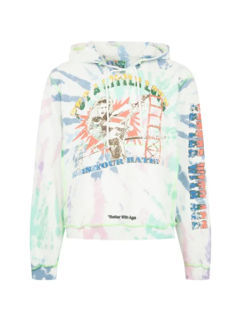 Better with Age  tie-dye graphic-print hoodie