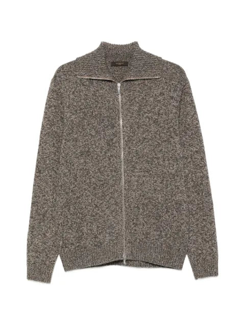 Zanone zip-up marl-knit cardigan