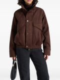 Manière De Voir Romain suede funnel-neck bomber jacket brown