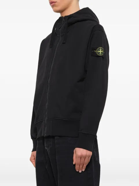 Stone Island 6100009 organic cotton fleece zip-up hoodie
