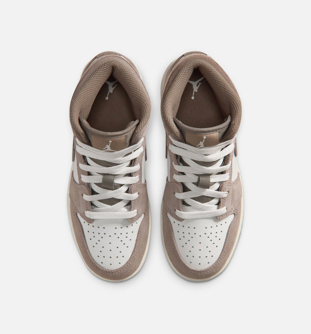 Air Jordan 1 Mid Grade School Shoes - Enigma Stone/Olive Grey
