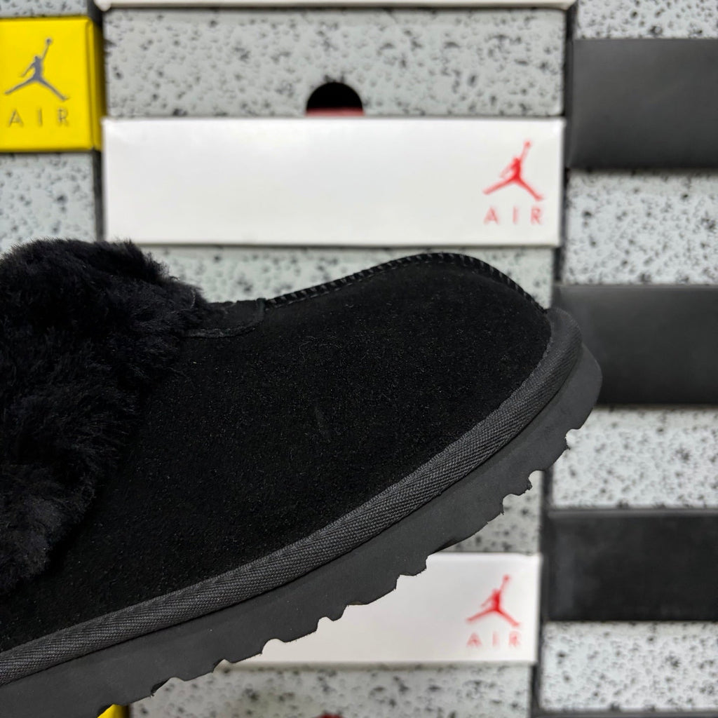 UGG Kallen Lace Slipper – Women’s Platform Suede Clog with Shearling Cuff in Black