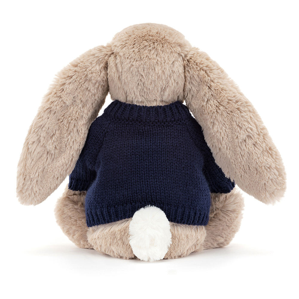 Bashful Beige Bunny with Personalized Navy Jumper
