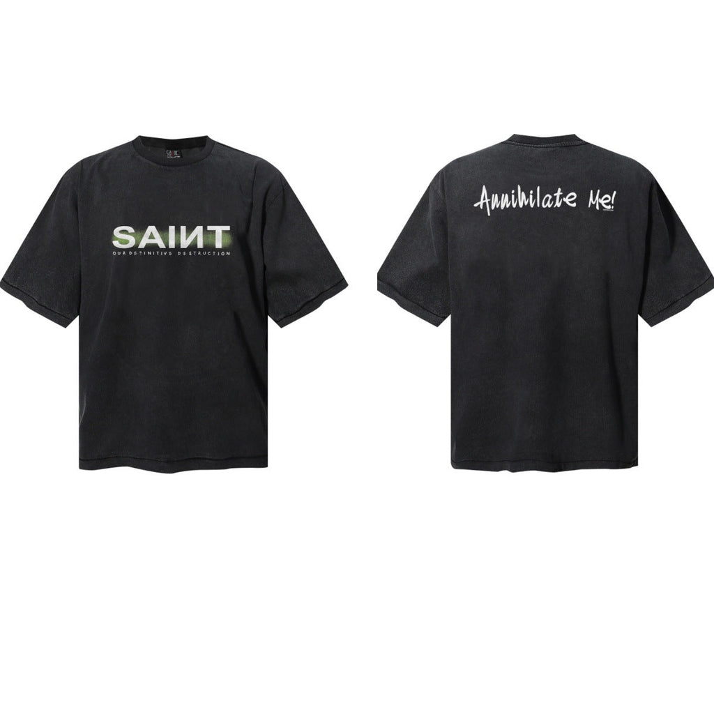 Saint Michael Vintage Washed Graphic Print Loose Streetwear T-Shirt