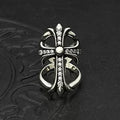 Chrome Hearts diamond-studded large cross hollow ring
