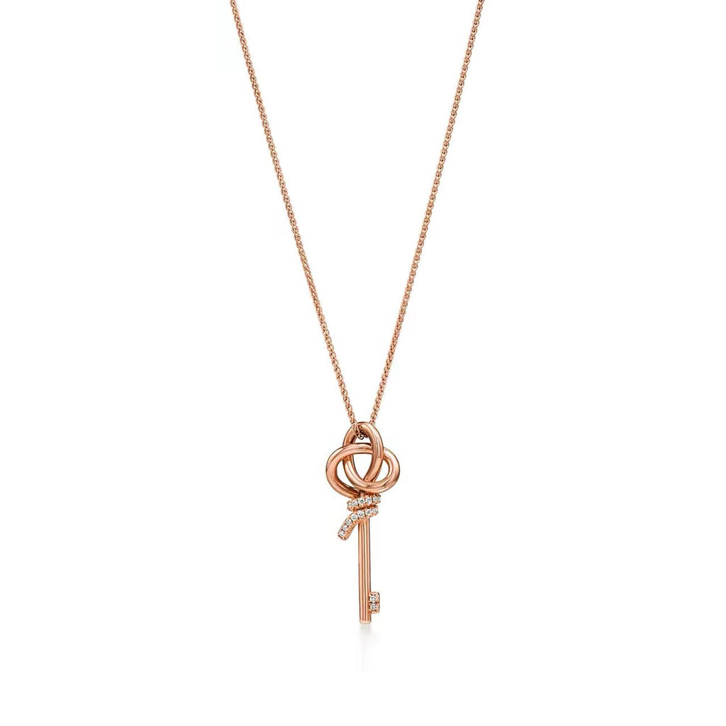 Tiffany Style Key Cubic Zirconia 18K Gold-Plated Necklace