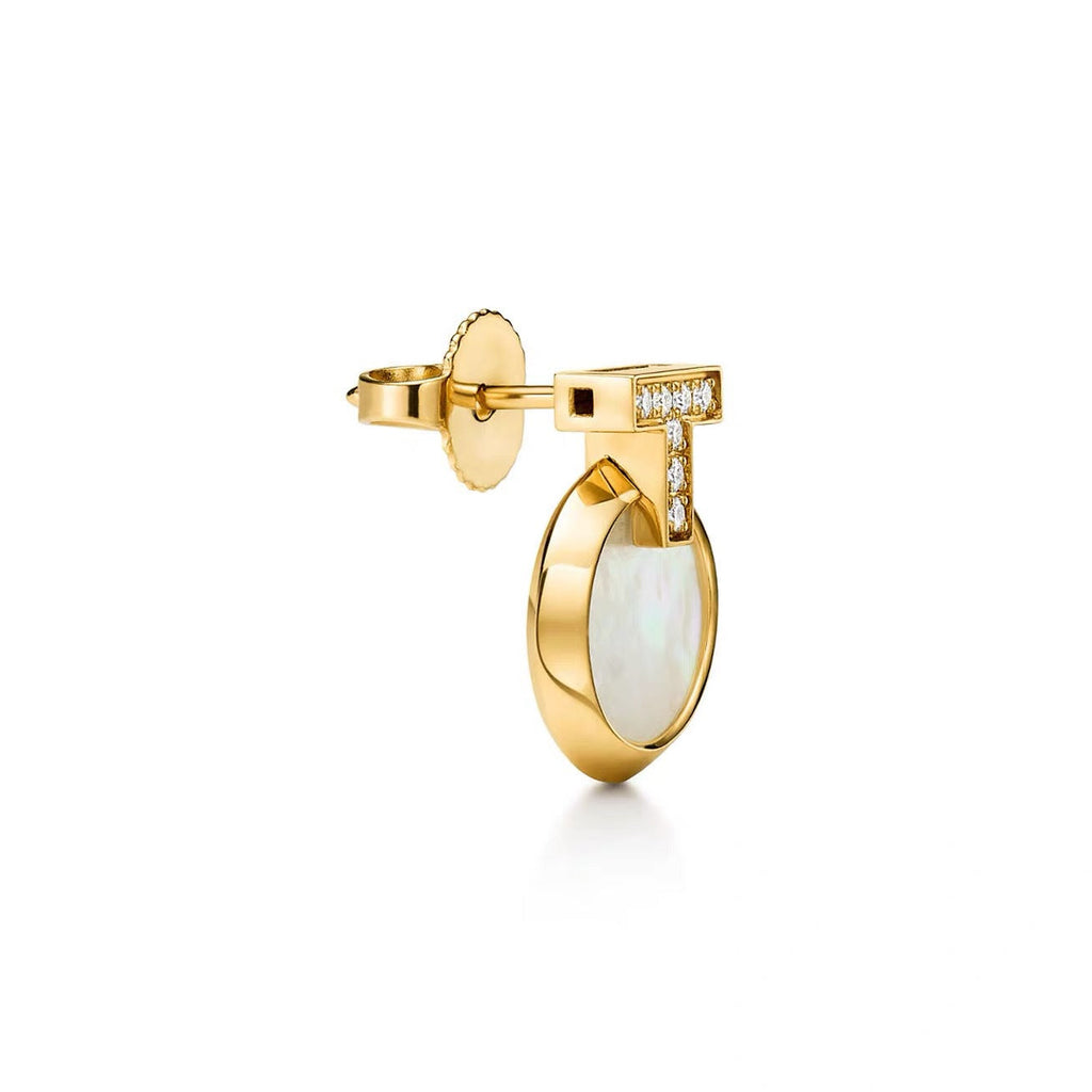 Tiffany Style T Motif Cubic Zirconia Earrings
