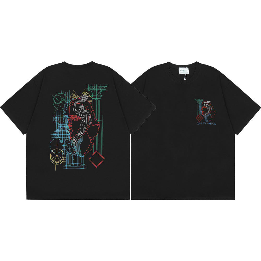 Casablanca Multi‑Print Tennis Floral Graphic Oversized Tee Streetwear