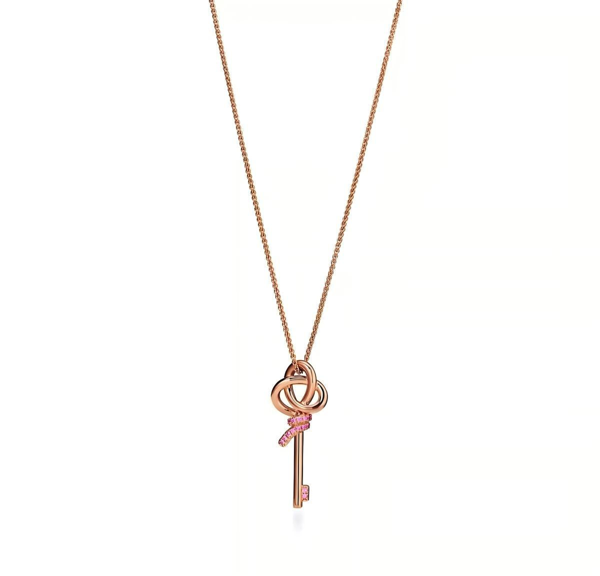 Tiffany Style Key Cubic Zirconia 18K Gold-Plated Necklace