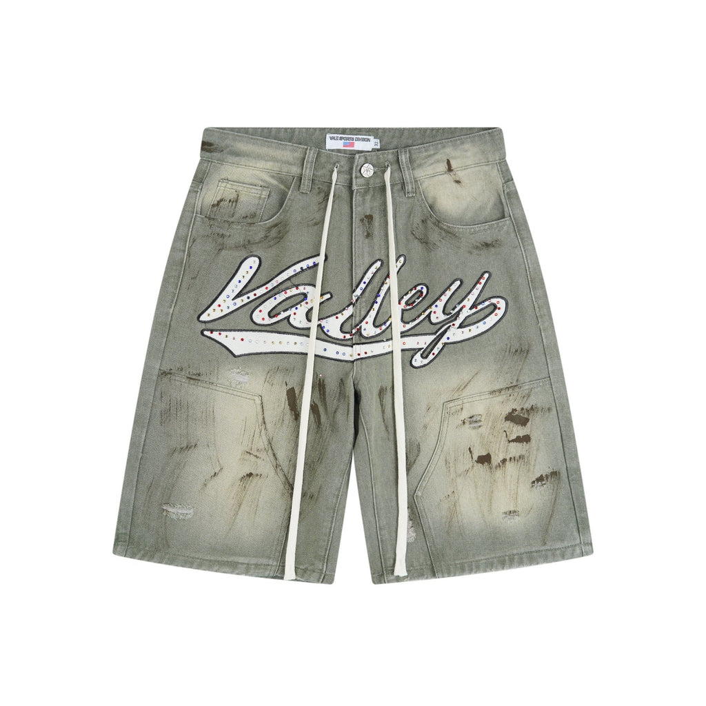 VALLEY Skittles Rhinestone Denim Shorts