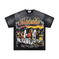MAJESTIK Rhinestone Distressed Graphic T-Shirt