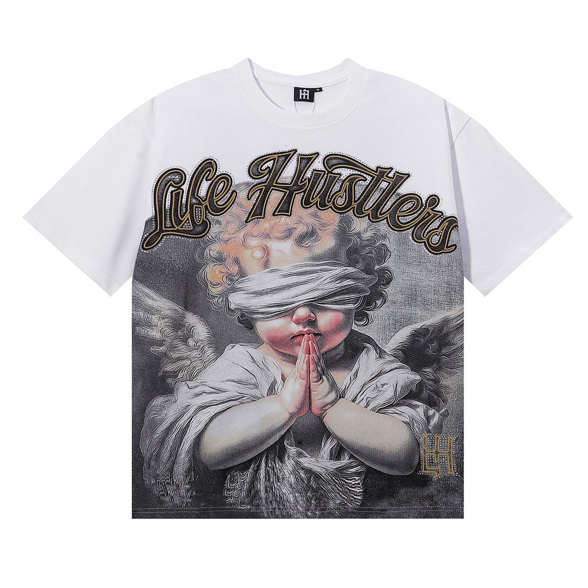 Life Hustlere Praying Angel Rhinestone Graphic T-Shirt