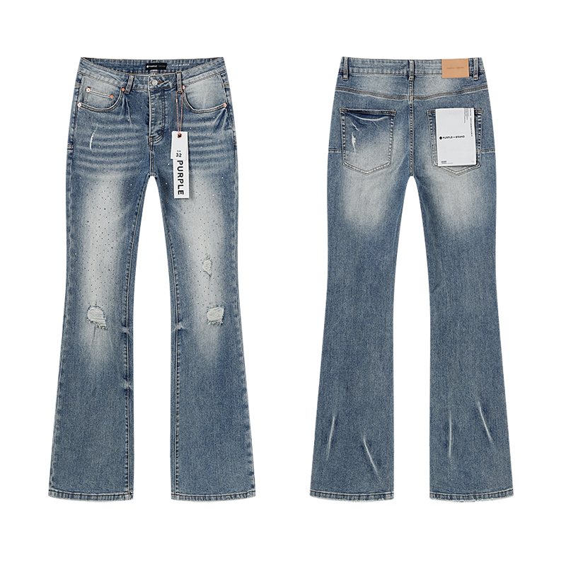 Purple Brand Light Blue Distressed Flare Jeans