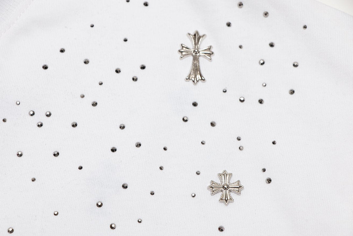 Chrome Hearts Rhinestone Cross Embellished T-Shirt
