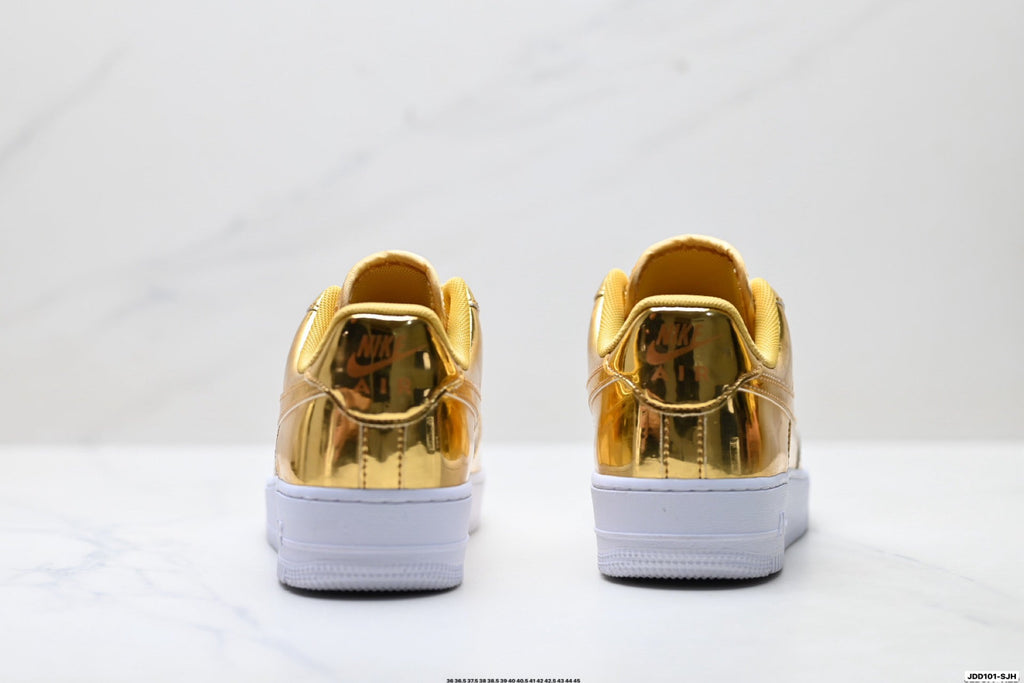 Nike Air Force 1 Low Gold Metallic Unisex Sneakers Style 18
