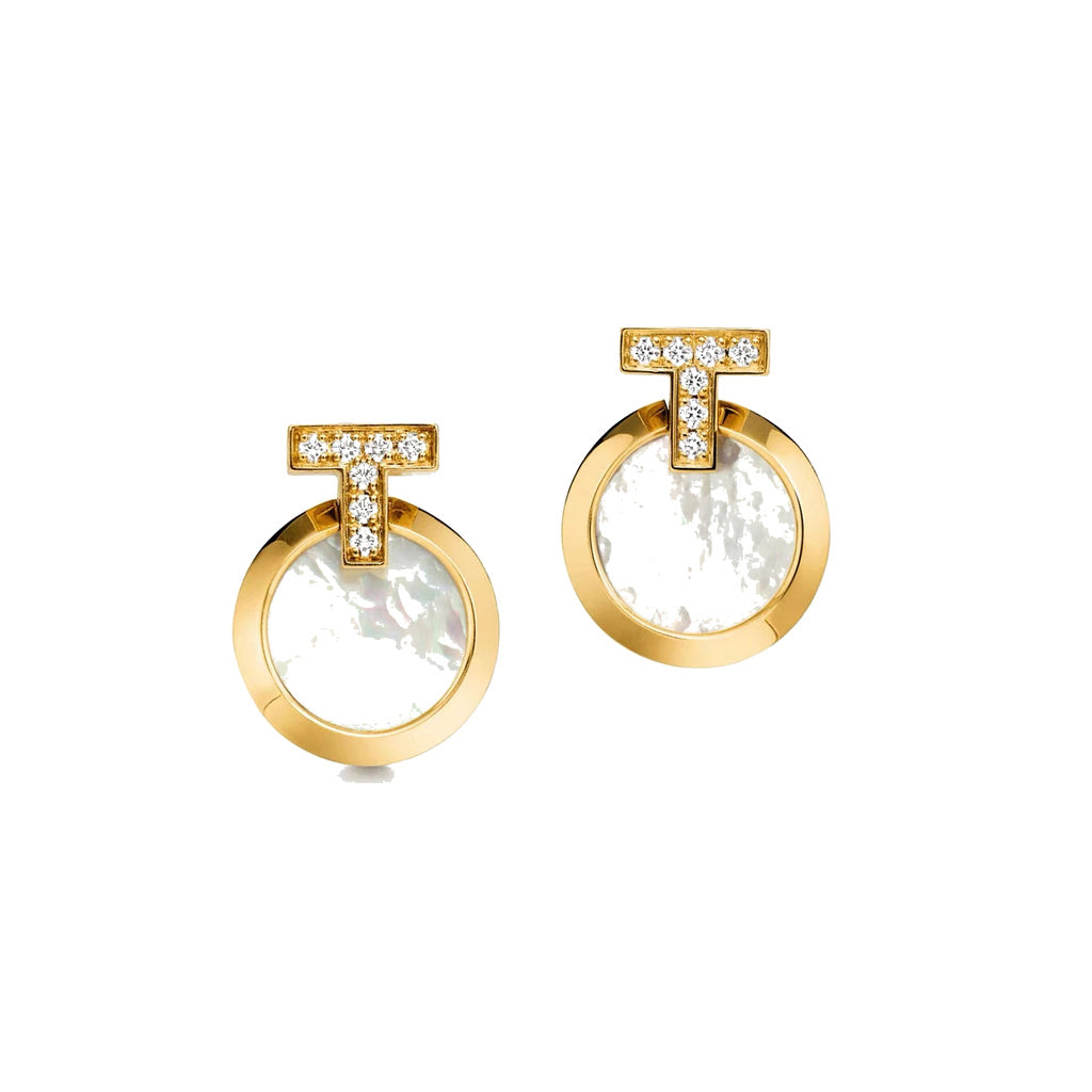 Tiffany Style T Motif Cubic Zirconia Earrings