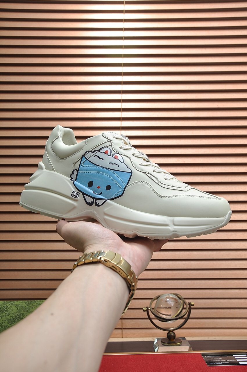 Gucci White Graphic Low-Top Sneakers