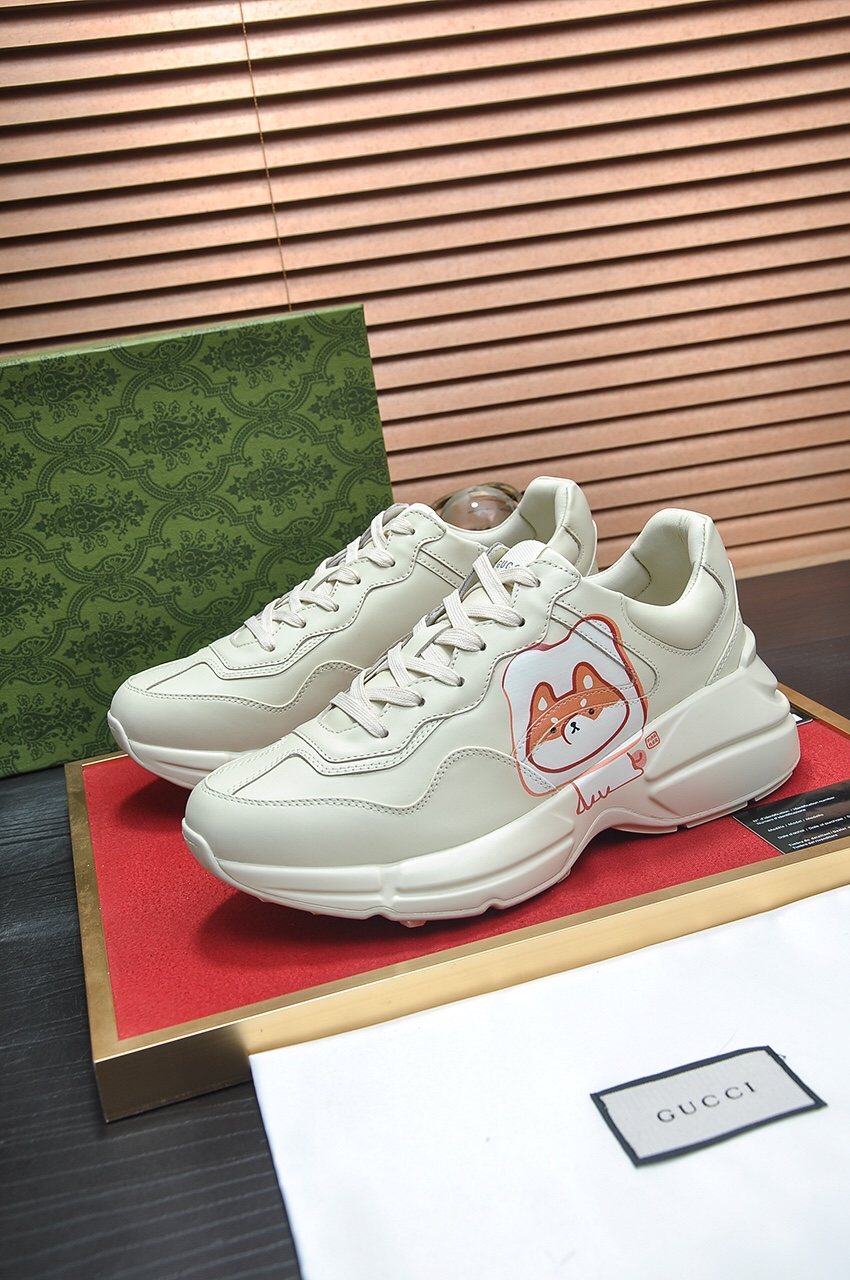 Gucci White Graphic Low-Top Sneakers