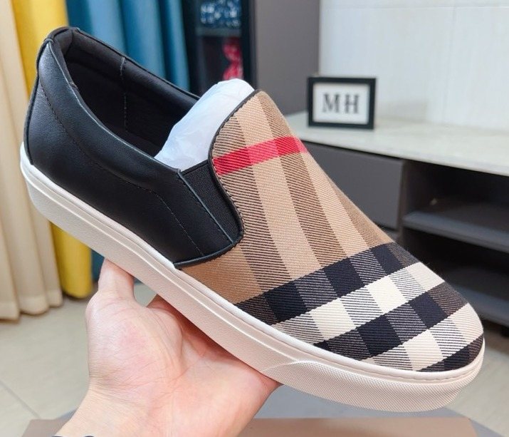 Burberry Beige Check Slip-On Sneakers