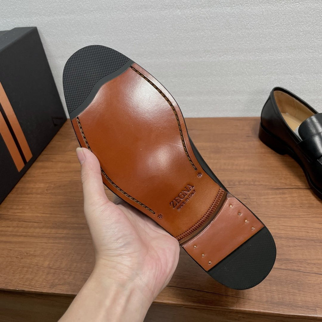 Zegna Men's Black Metal-Accent Loafers