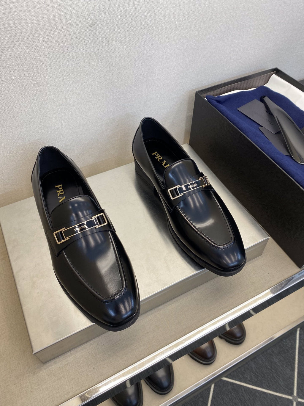 Prada Black Buckle Loafers