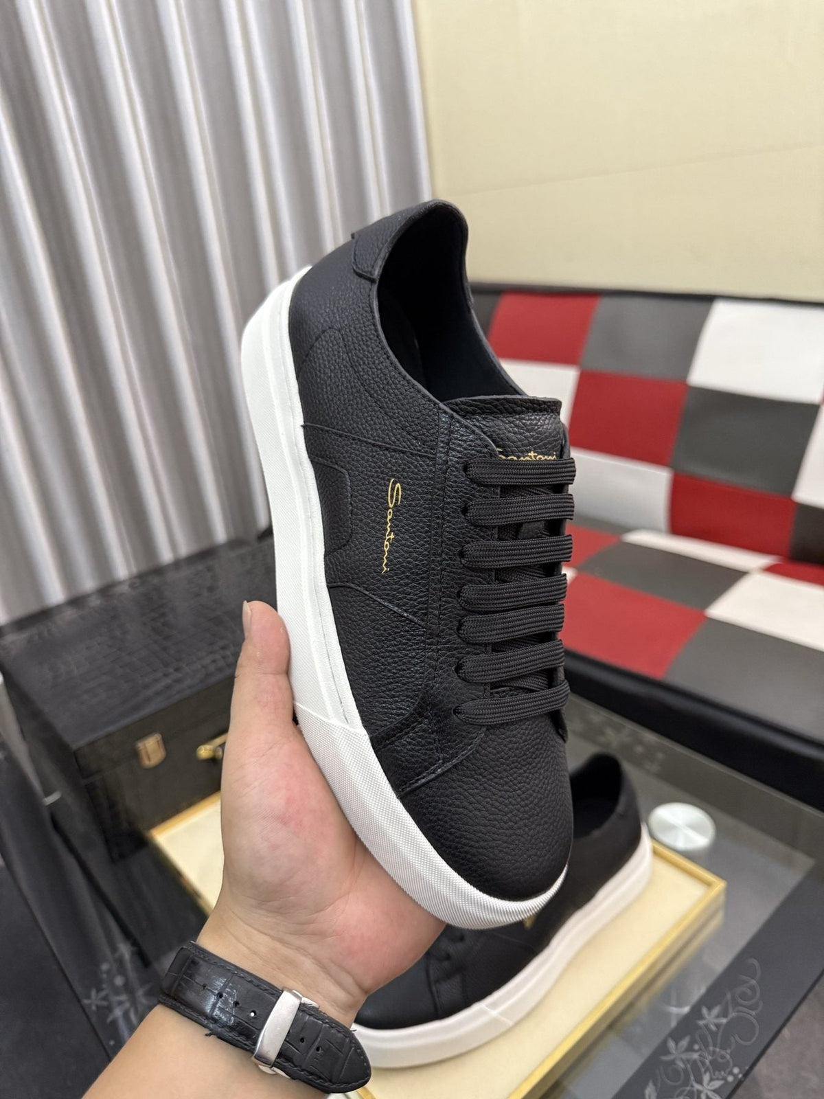 Santoni Men's Textured Low-Top Sneakers