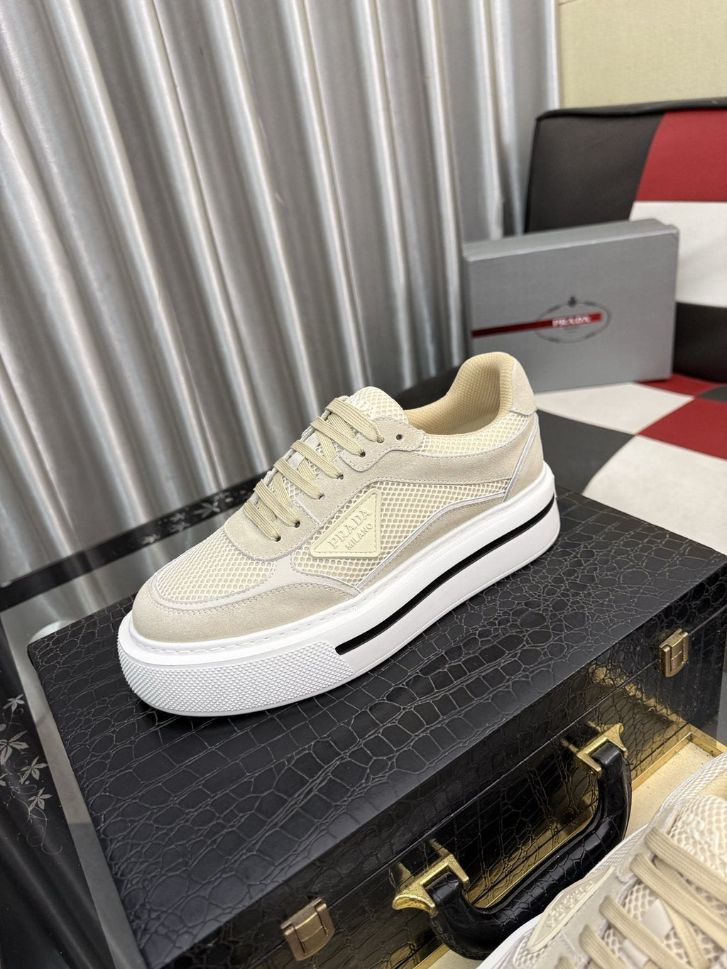 Prada Men's Low-Top Sneakers - Side Stripe