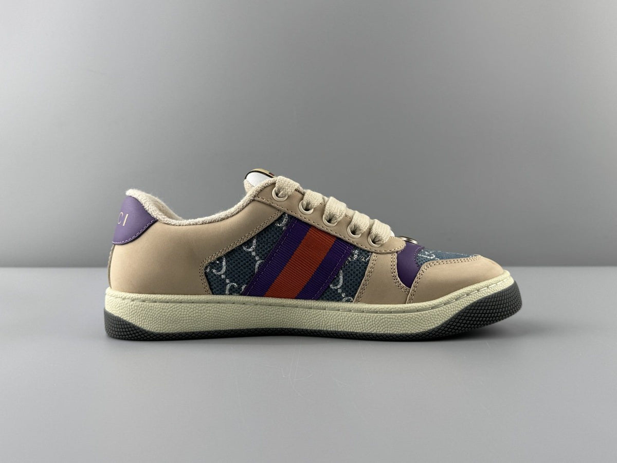 Gucci Beige Monogram Stripe Low-Top Sneakers