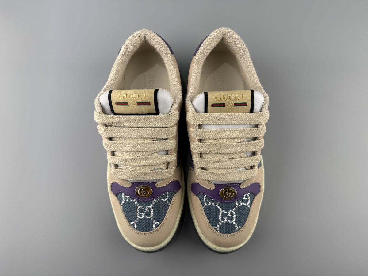 Gucci Beige Monogram Stripe Low-Top Sneakers