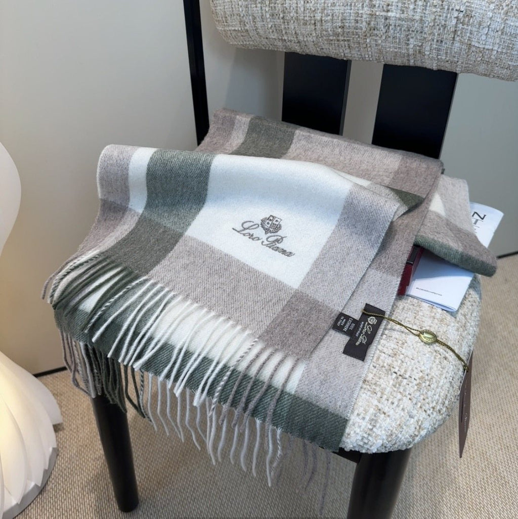 Loro Piana Fringed Plaid Scarf