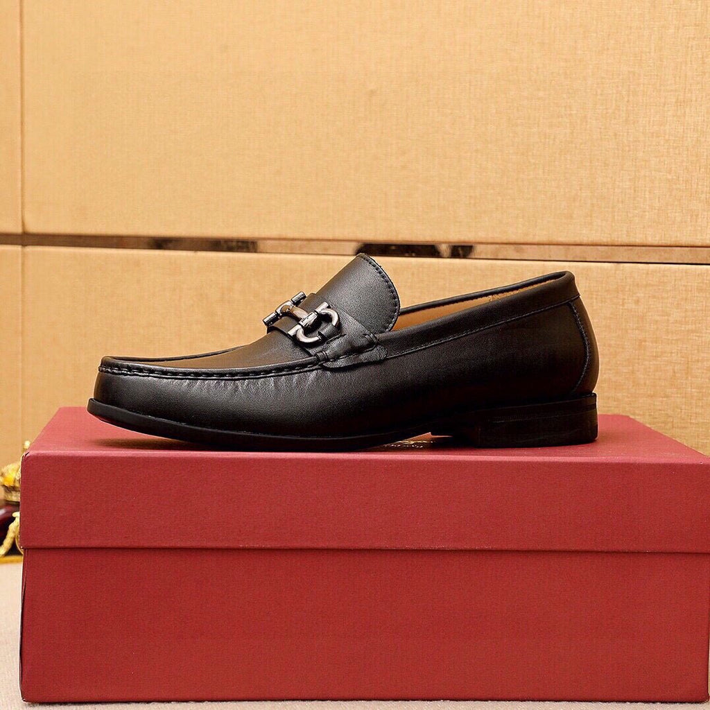 Ferragamo Black Buckle Loafers - Smooth Leather Upper, Leather Lining