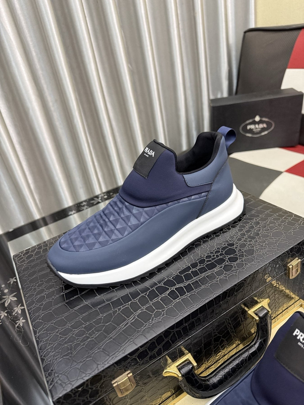 Prada Black Quilted Slip-On Sneakers