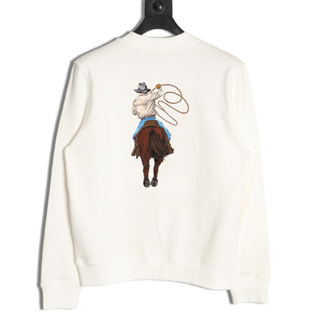 Louis Vuitton 24FW Western Cowboy Embroidered Crewneck Sweatshirt - Ivory