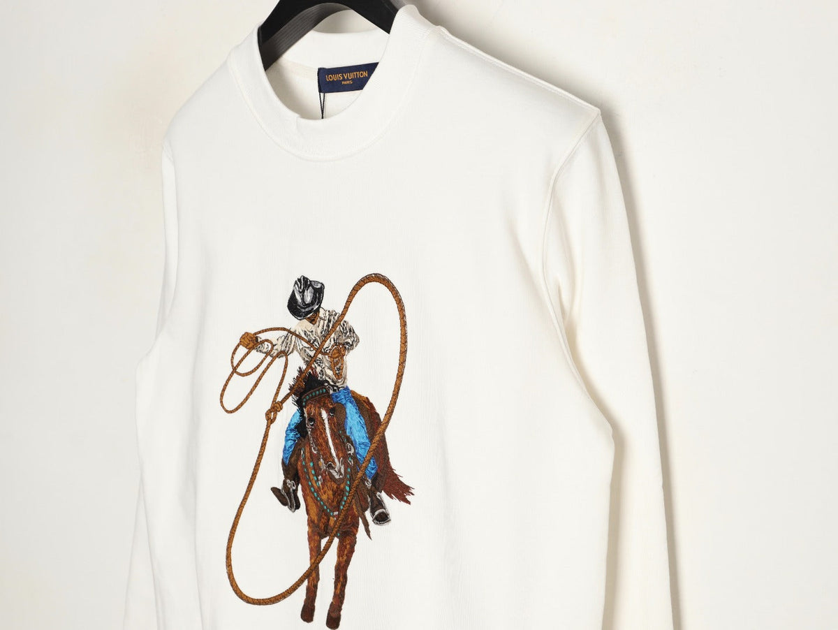 Louis Vuitton 24FW Western Cowboy Embroidered Crewneck Sweatshirt - Ivory
