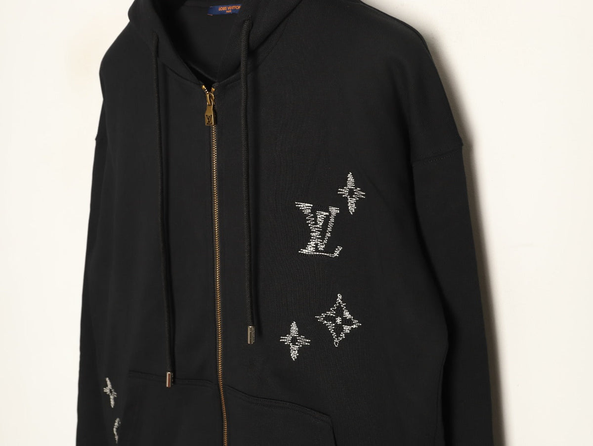 Louis Vuitton Sketch-Style Monogram Zip Hoodie - Black